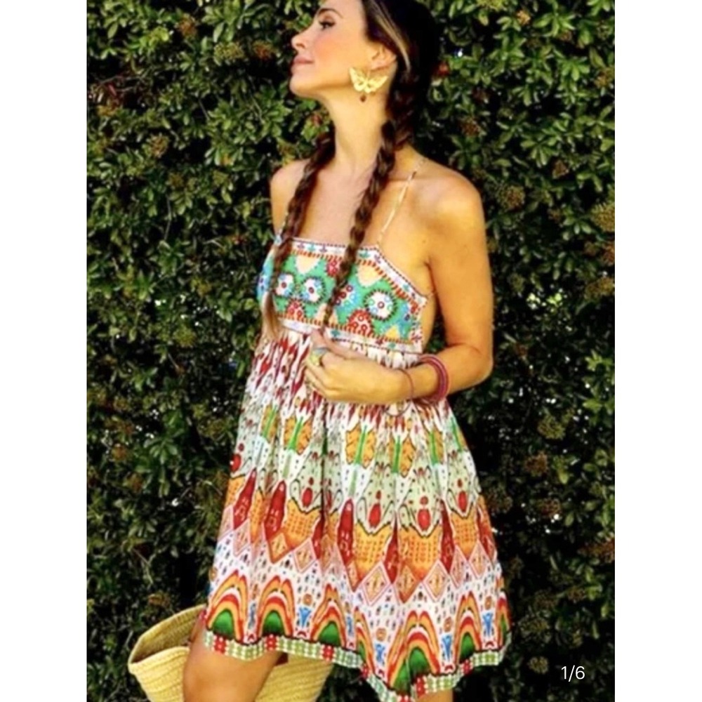 Zara embellished boho mini dress size small